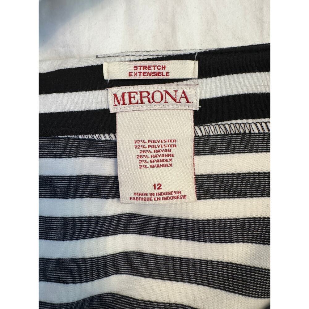 Merona Striped Stretch Extensible Black & White Skirt Size 12 - Picture 4 of 5